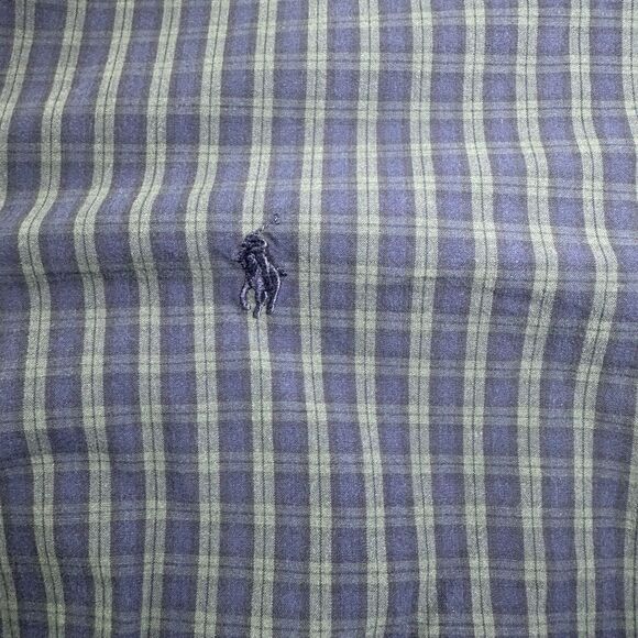 Ralph Lauren Yarmouth Mens 17.5 36/37 Green/Blue Button Down Oxford Long Sleeve - Picture 2 of 5